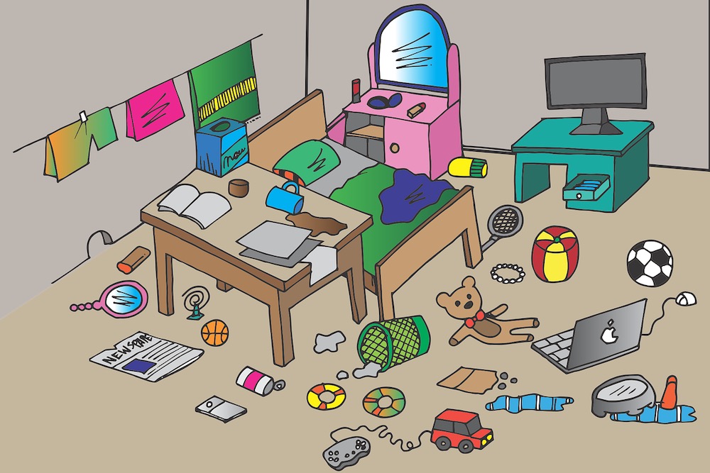 Illustration d'une chambre d'enfants en désordre